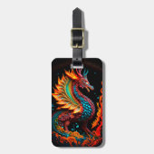 Feuerdrache Burg Fantasie Mythische Kreaturen Gepäckanhänger (Vorderseite vertikal)
