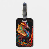 Feuerdrache Burg Fantasie Mythische Kreaturen Gepäckanhänger (Rückseite vertikal)