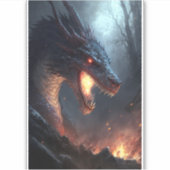 Feuerdrache Fantasy Art Sticker (Vorderseite)