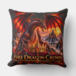 Feuerdrache Krone Fantasy-Drache Wurf Kissen
