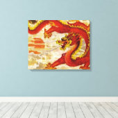 Feuerdrache-Leinwand Leinwanddruck (Insitu (Holzboden))