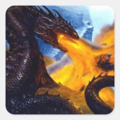 Feuerdrache mit Beowulf Quadratischer Aufkleber (Vorderseite)