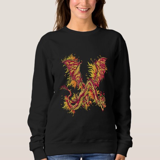 Feuerdrache mit Drachenfeuer und feuerspeiendem Dr Sweatshirt (Vorderseite)