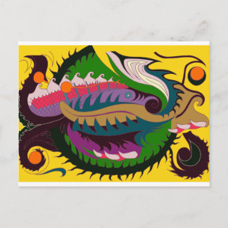 Feuerdrache (Rot und Grün auf Gold) Postkarte