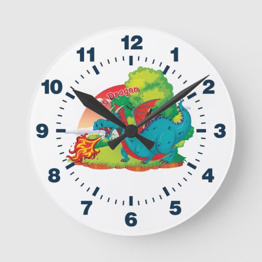 Feuerdrache Runde Wanduhr (Vorderseite)