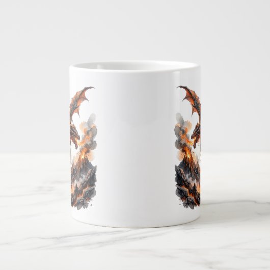 Feuerdrache Tasse | Flammender Drache Akzent Kaffe (Vorderseite)