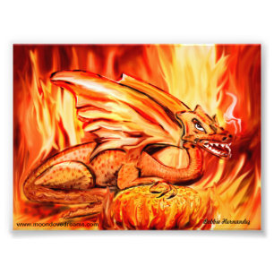 Feuerdrache und -ei fotodruck