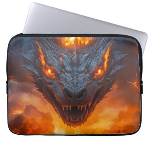 Feuerdrache unter Vollmond-Fantasie Laptopschutzhülle