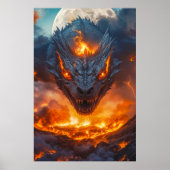 Feuerdrache unter Vollmond-Fantasy Poster (Vorne)