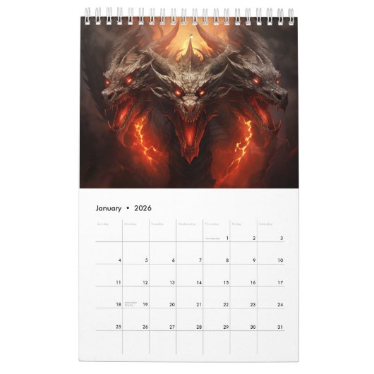 Feuerdrachenkalender, Drachenkalender Kalender (Jan 2026)