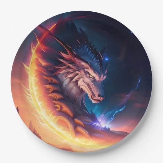 Feuerdrachenlandschaft Pappteller (Vorderseite)