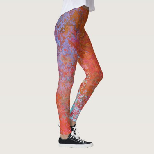 Feuerelement Alkohol Tinte Abstrakt Orange Leggings (Rechts)