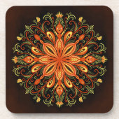 Feuerelement Mandala - Kaleidoskopisches Flammenkr Getränkeuntersetzer (Vorderseite)