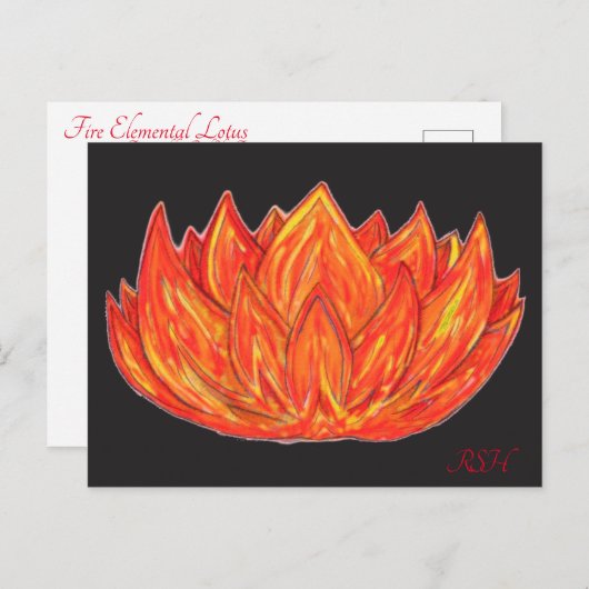 Feuerelementlotus Postkarte (Vorne/Hinten)