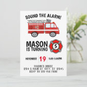 Feuerfahrzeug Geburtstag Einladung (Stehend Vorderseite)