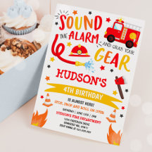 Feuerfahrzeug Geburtstag Einladung Fireman Party