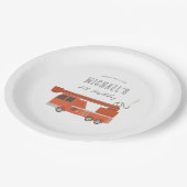 Feuerfahrzeug Geburtstag Pappteller (Schrägansicht)