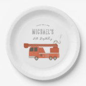 Feuerfahrzeug Geburtstag Pappteller (Vorderseite)
