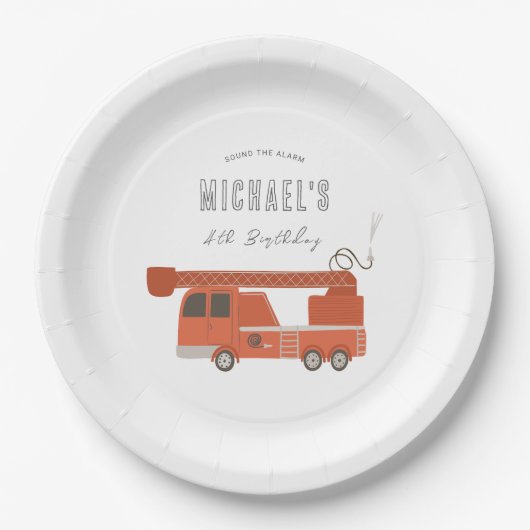 Feuerfahrzeug Geburtstag Pappteller (Vorderseite)