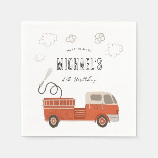 Feuerfahrzeug Geburtstag Serviette (Vorderseite)