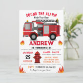 Feuerfahrzeug Geburtstagsparty für Junge Einladung (Stehend Vorderseite)