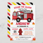 Feuerfahrzeug Geburtstagsparty für Junge Einladung (Vorne/Hinten)