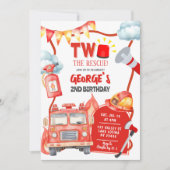 Feuerfahrzeug Zwei der Rettungskapsel zum zweiten  Einladung (Vorderseite)