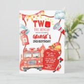 Feuerfahrzeug Zwei der Rettungskapsel zum zweiten  Einladung (Stehend Vorderseite)