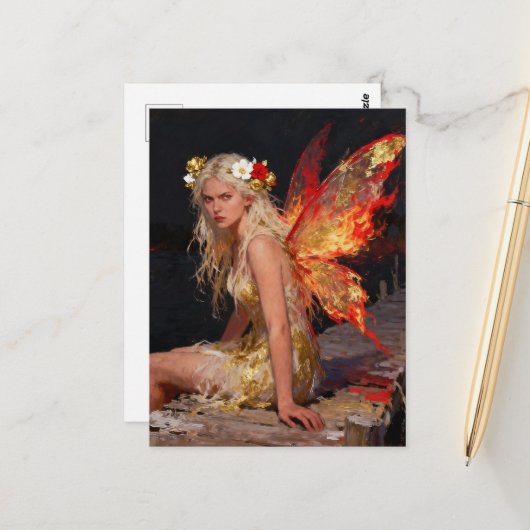 Feuerfee Mit Einstellung Postkarte (Vorderseite/Rückseite Beispiel)