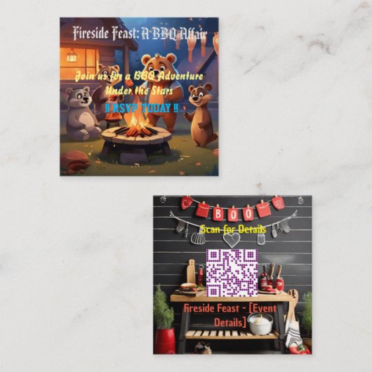 Feuerfest: GRILLEN Bash Einladung (Vorne/Hinten)