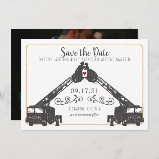 Feuergefechte Save the Date mit Foto Einladung (Vorne/Hinten)