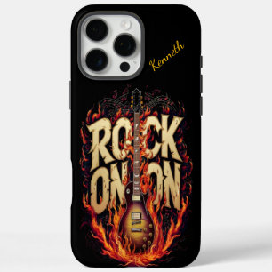 Feuergitarre mit felseninspiriert Typografie iPhone 16 Pro Max Hülle