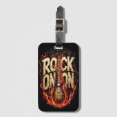 Feuergitarre mit felseninspiriert Typografie Gepäckanhänger (Vorderseite Vertikal)