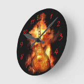 Feuergitarre Runde Wanduhr (Winkel)