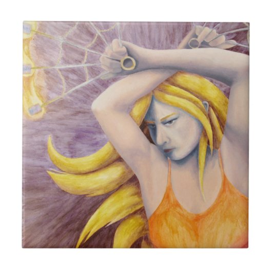 Feuergoddess tanzt Keramik Tile Fliese (Vorderseite)