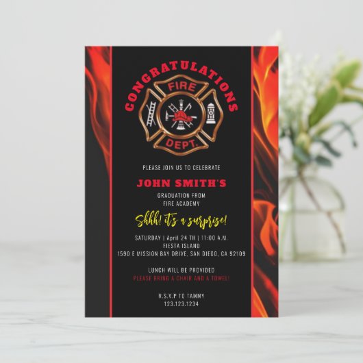 Feuergratulationen Einladung (Stehend Vorderseite)