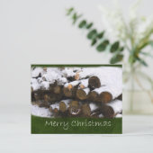 Feuerholz mit Schnee - Frohe Weihnachten (Stehend Vorderseite)