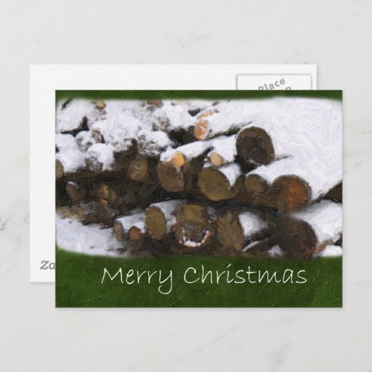 Feuerholz mit Schnee - Frohe Weihnachten (Vorne/Hinten)