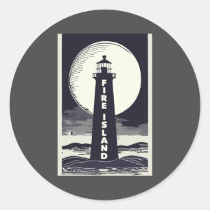 Feuerinsel Leuchtturm New York Mond Runder Aufkleber