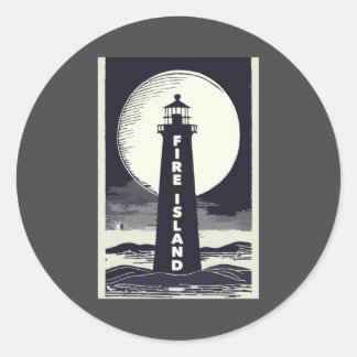 Feuerinsel Leuchtturm New York Mond Runder Aufkleber