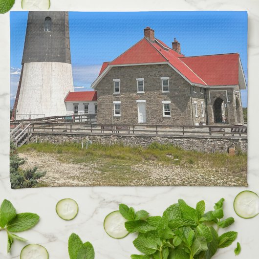 Feuerinsel Leuchtturm, New York Teetuch Geschirrtuch (Gefaltet)
