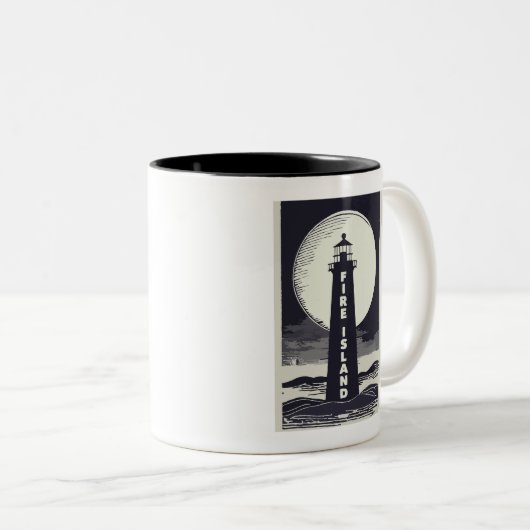 Feuerinsel Lighthouse New York Moon Zweifarbige Tasse (VorderseiteRechts)