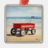 Feuerinsel Roter Wagen Sandstrand LI New York Ornament Aus Metall (Vorne)