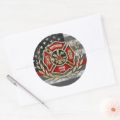 Feuerkabine der dünnen roten Linie Custom Runder Aufkleber (Umschlag)