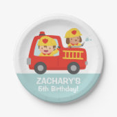 Feuerkämpfer Junge im rotes Pappteller (Vorderseite)