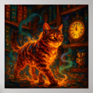 Feuerkatze Magie Fantasy Kunst Poster