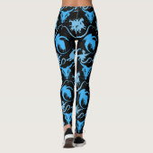 Feuerklappen Muster LBlue Black BG Leggings (Rückseite)