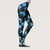 Feuerklappen Muster LBlue Black BG Leggings (Rechts)