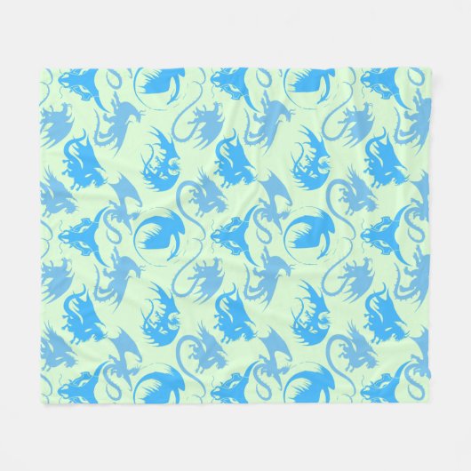 Feuerklappen Muster LBlue L Green BG Fleecedecke (Vorderseite (Horizontal))