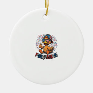 Feuerknaller Patriotische Ente Vintage-Shirt-Desig Keramik Ornament